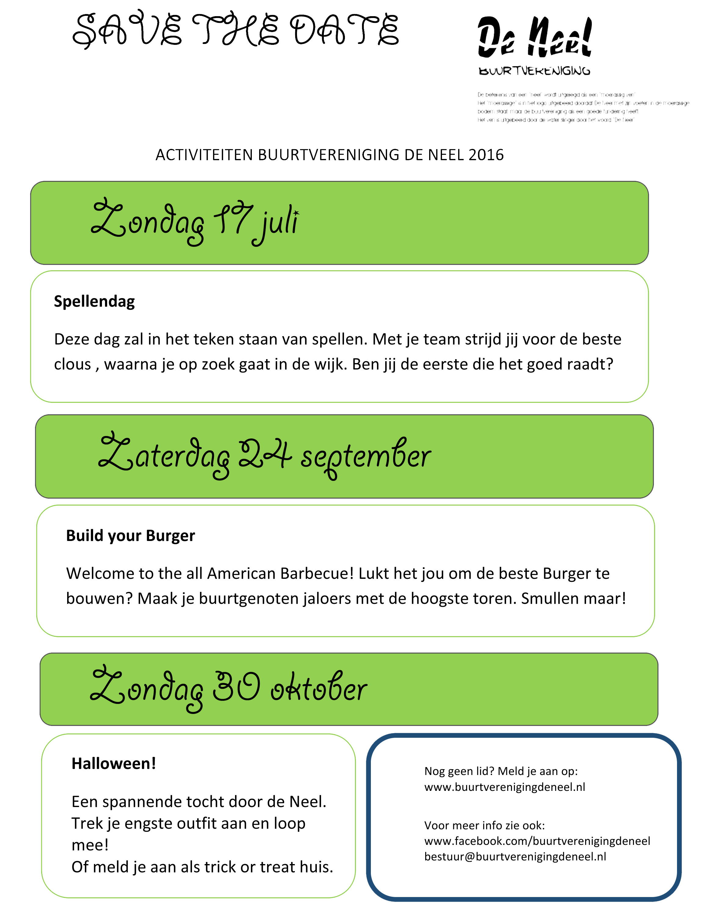 Save the date - buurtvereniging De Neel 2016